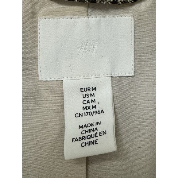 H&M Houndstooth Oversized Blazer Women’s Sz M Tan Green Preppy Office Horse Girl - Picture 6 of 10